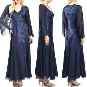 NWOT Komarov Charmuese Metallic Braided Long Sleeve Dress size small reg $510